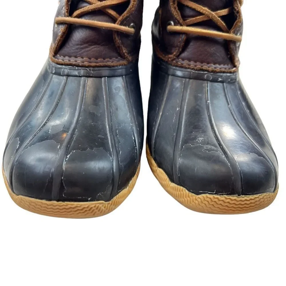 Sperry Womens Quilted Rubber Top-Sider Saltwater Duck Boots Black Brown Size 7.5